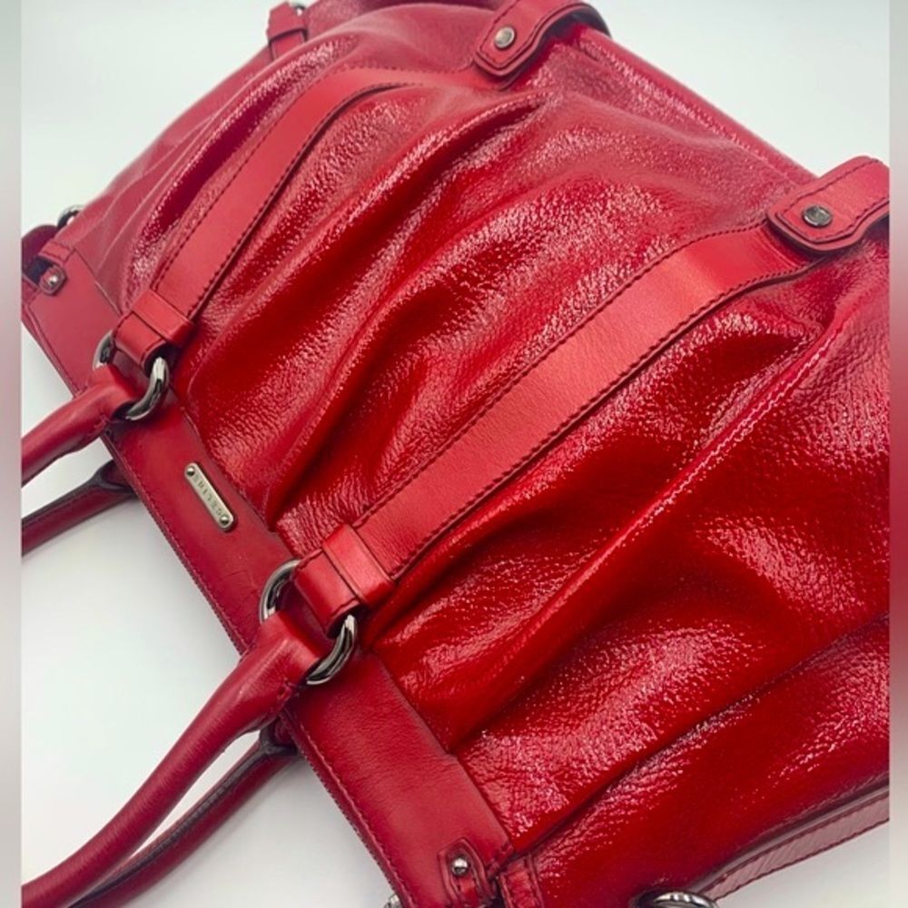 Auth Celine Red Wine Patent Leather Pleated Large Tote. Mint Preloved Condition. - Picture 11 of 16
